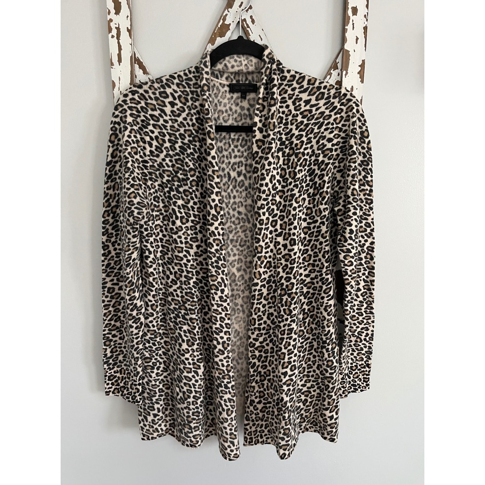 Saks‎ Fifth Avenue Collection Animal Print Cashmere Cardigan Size Small